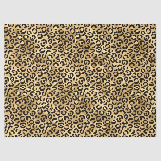 De Seda Papel Tecido Design Série Leopardo Azul e Dourado  (Frente )