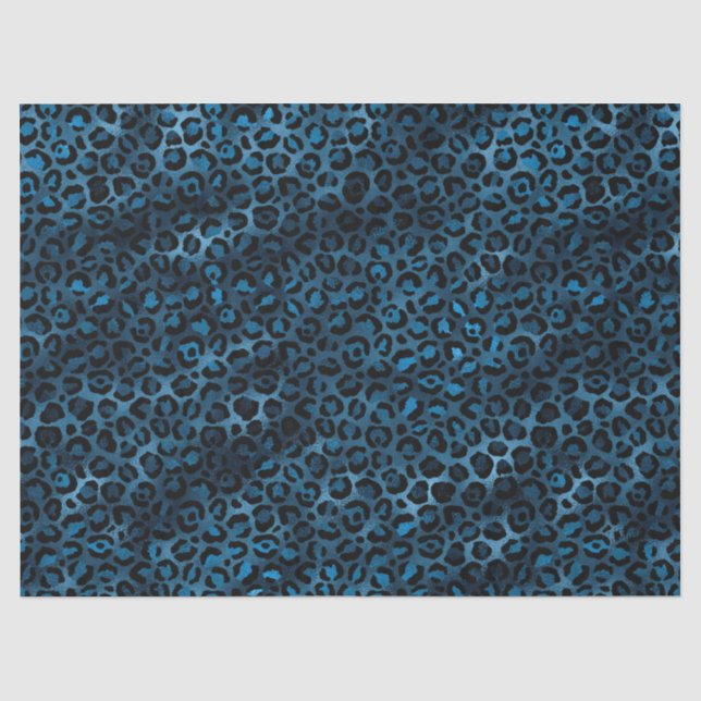 De Seda Papel Tecido Design Série Leopardo Azul e Dourado  (Frente )