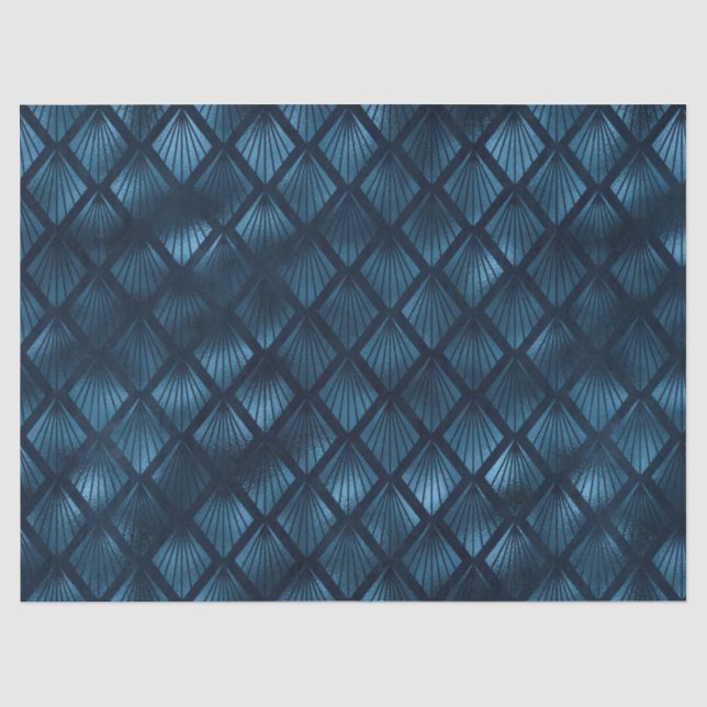 De Seda Papel Tecido Design Série Leopardo Azul e Dourado  (Frente )