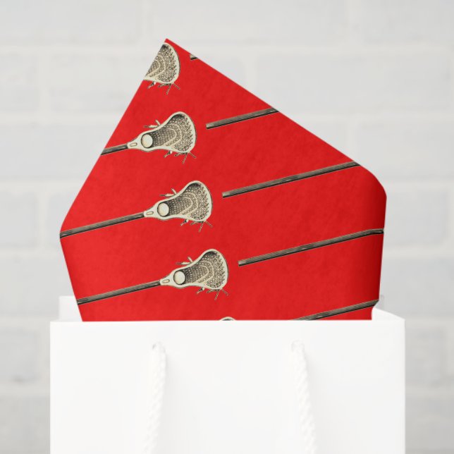 De Seda Papel Tecido Desportivo Vermelho Lacrosse (Sacola de presentes)