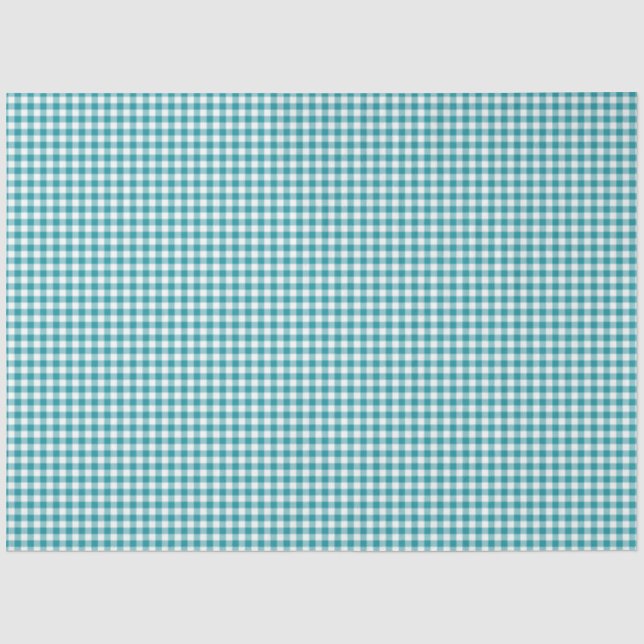 De Seda Papel Tecido do Padrão Teal & White Gingham (Frente )