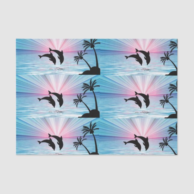 De Seda Papel Tecido Dolphin Sunset (Frente )
