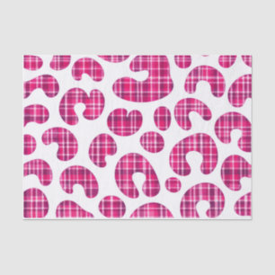 De Seda Papel Tecido Estampado com Xadrez Rosa e Leopardo 