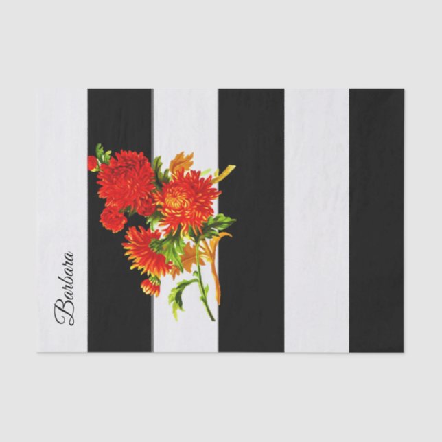 De Seda Papel Tecido - Faixa Preta Floral (Frente )