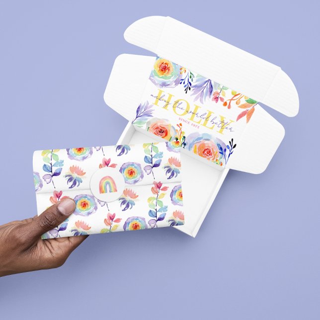 De Seda Papel Tecido Floral Aquarela Arco-íris (Celebrate someone special with this watercolor rainbow floral tissue paper! Matching collection! )