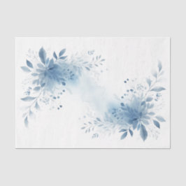 De Seda Papel Tecido Floral Aquarela Azul Elegante