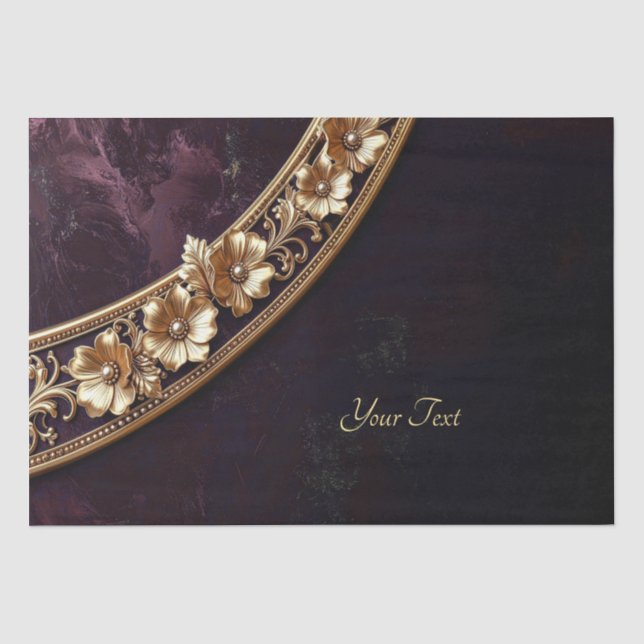 De Seda Papel Tecido Floral Dourado Ornamentado (Frente )