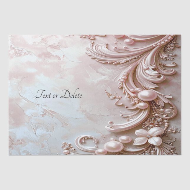 De Seda Papel Tecido Floral e Pérola Ornamentada Rosa (Frente )