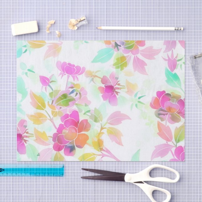 De Seda Papel Tecido Floral Estilo Vintage (Arte )