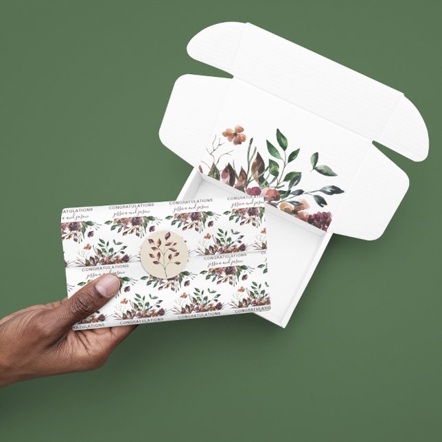 De Seda Papel Tecido Floral para Casamento (Congratulate a special couple with this dried floral personalized tissue paper! Matching collection!)