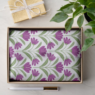 De Seda Papel Tecido Floral Retro Roxo   Botânica Vintage