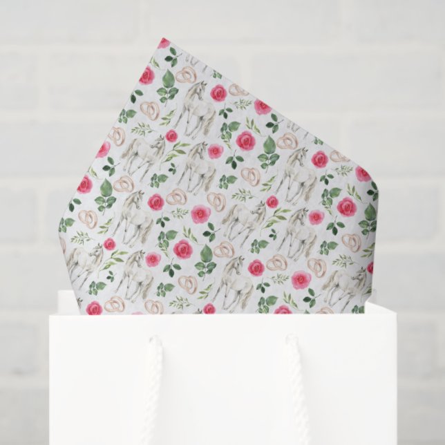 De Seda Papel Tecido Floral Rosa Equestre Rústico (Sacola de presentes)