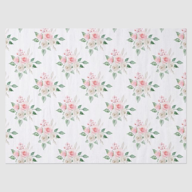 De Seda Papel Tecido Floral Rosa Romântico para Casamento (Frente )