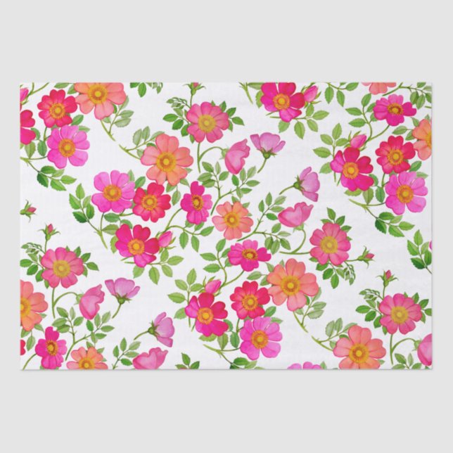 De Seda Papel Tecido Floral Rosa Silvestre Briar (Frente )