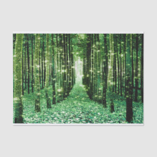 De Seda Papel Tecido Floresta Mágica Verde Mistério