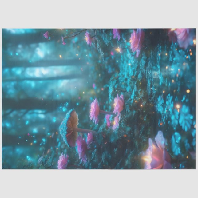 De Seda Papel Tecido Florestal Firefly Mushroom (Frente )