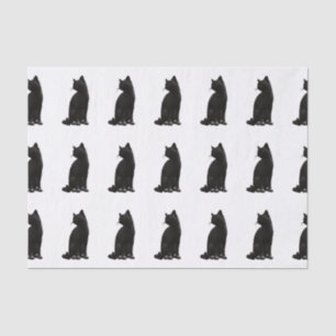De Seda Papel Tecido Gato Preto