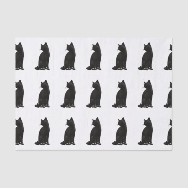 De Seda Papel Tecido Gato Preto (Frente )