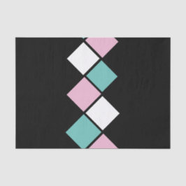 De Seda Papel Tecido Harlequin (Preto, Aqua e Rosa)