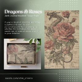 De Seda Papel Tecido Inspirado em Dragons & Roses para Jun