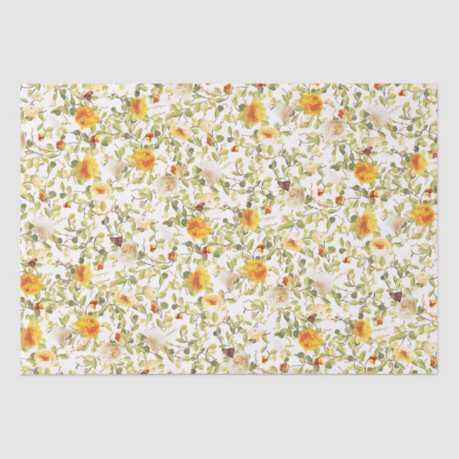 De Seda Papel Tecido Inspirado em Rosas Laranja Vitorianas (Frente )