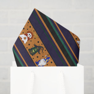 De Seda Papel Tecido Listrado Gnome-o-Ween (Médio)