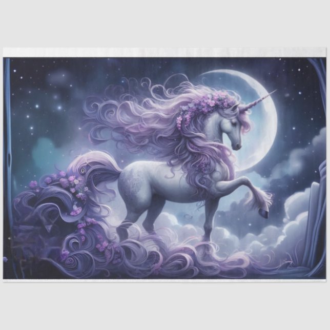 De Seda Papel Tecido Luna Unicorn (Frente )