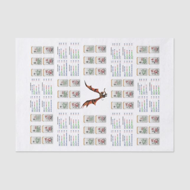 De Seda Papel Tecido Mahjong Dragon (Frente )