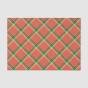 De Seda Papel Tecido Melão Tartan