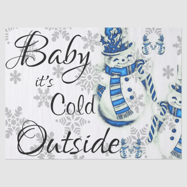 De Seda Papel Tecido Natal Bebê é Frio Lá Fora (Frente )