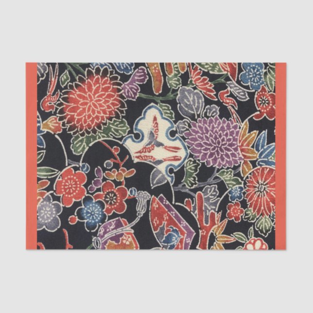 De Seda Papel Tecido Okinawan (Bingata) Japonês (Frente )