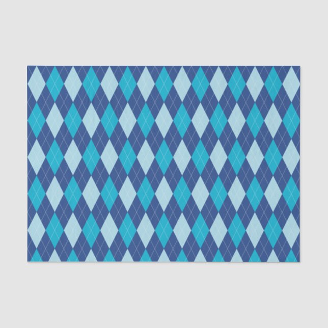 De Seda Papel Tecido Padrão Azul Argyle (Frente )