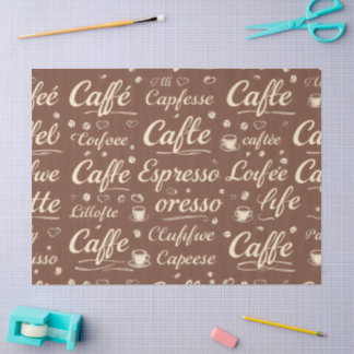 De Seda Papel Tecido Padrão do Café Vintage -