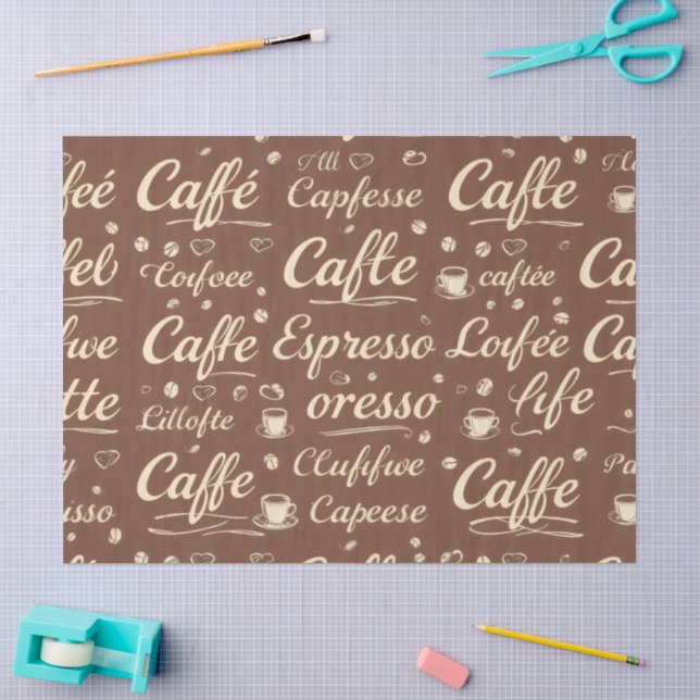 De Seda Papel Tecido Padrão do Café Vintage - (Arte )