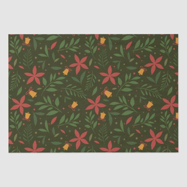 De Seda Papel Tecido Poinsettia & Bell Elegance (Frente )