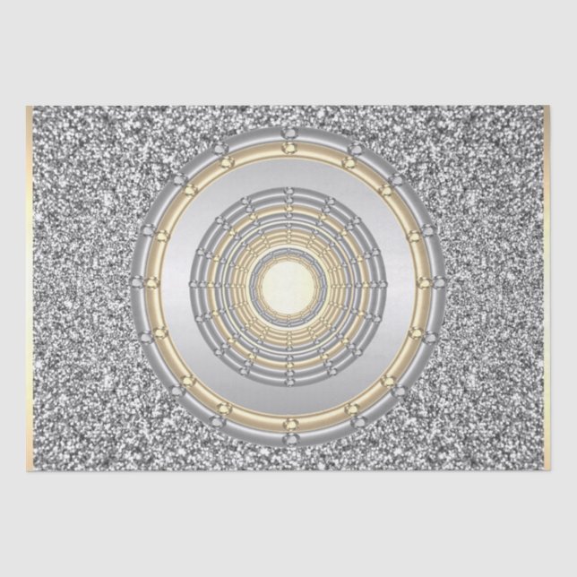 De Seda Papel Tecido Prateado Dourado (Frente )