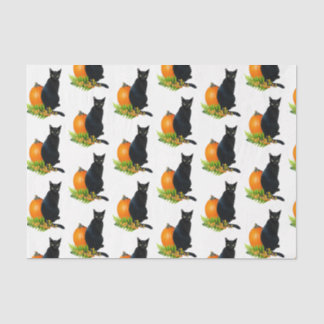 De Seda Papel Tecido Preto Pumpkin Fern