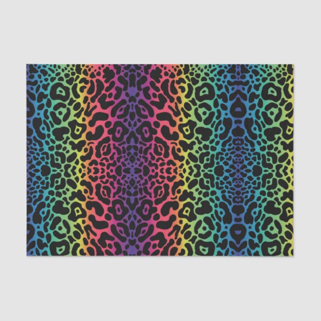 De Seda Papel Tecido Rainbow Leopardo (Frente )