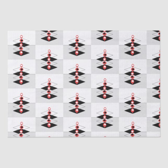 De Seda Papel Tecido Retro-Atomic Art Baubles & Planes (Frente )