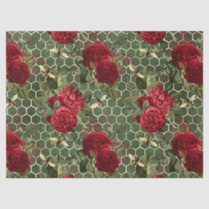 De Seda Papel Tecido Série Abelha Rosa Vermelha Design 22