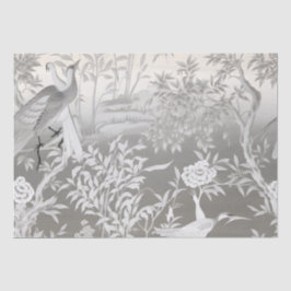 De Seda Papel Tecido Silver Chinoiserie