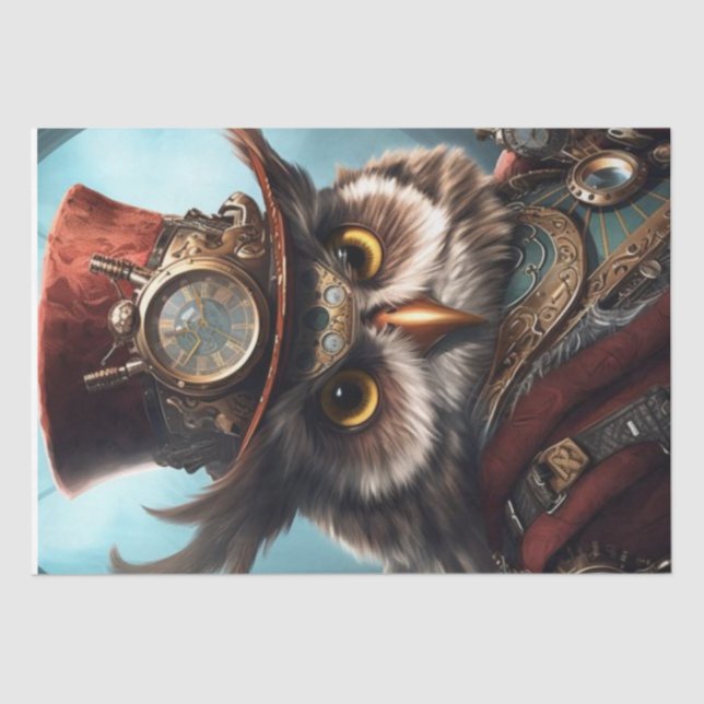 De Seda Papel Tecido Steampunk Owl (Frente )