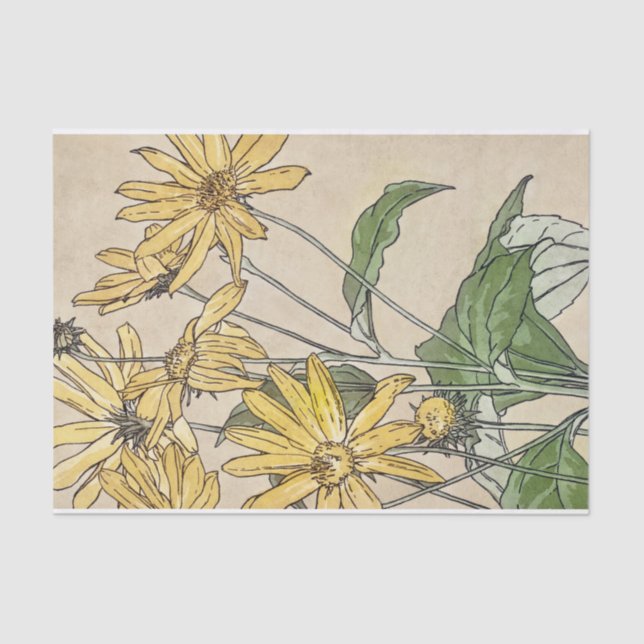 De Seda Papel Tecido Vintage Flowers (Frente )