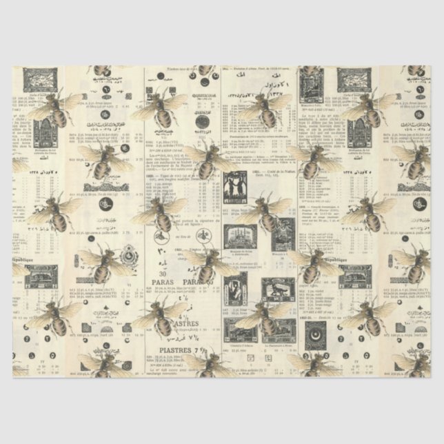 De Seda Papel Tecido Vintage Honey Bee Series Design 10 (Frente )