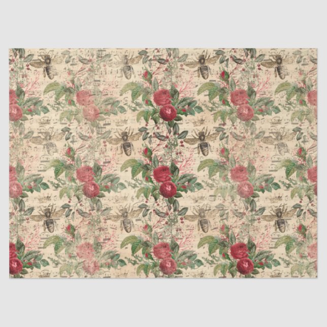 De Seda Papel Tecido Vintage Honey Bee Series Design 2 (Frente )