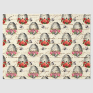 De Seda Papel Tecido Vintage Honey Bee Series Design 8