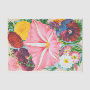 De Seda Papel Tecido Vintage Pink Petunia Garden Flowers