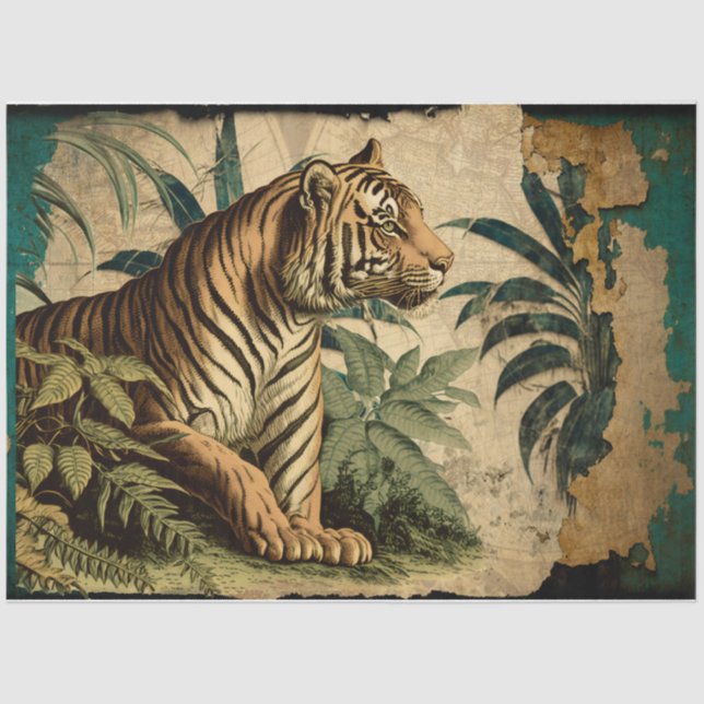 De Seda Papel Tecido Vintage Tiger (Frente )