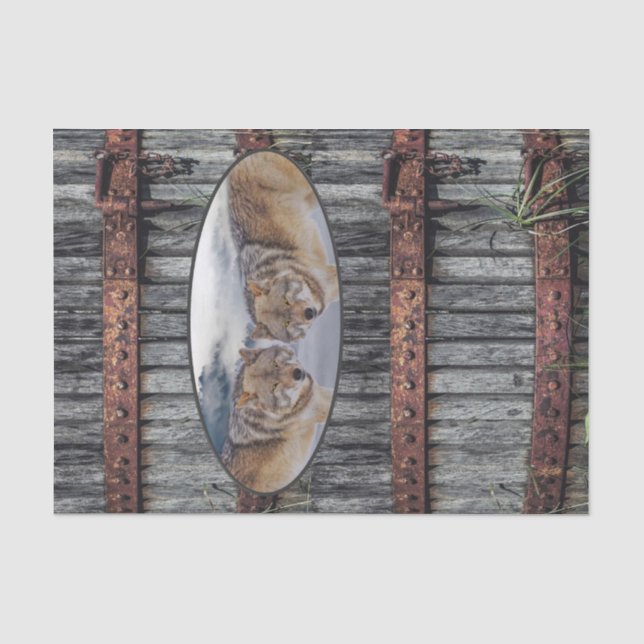De Seda Papel Tecido Wolves Wood (Frente )