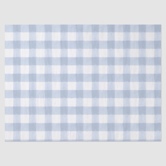 De Seda Papel Tecido Xadrez Azul Claro (Frente )